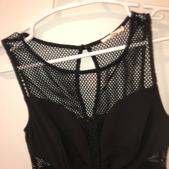 Mesh cut out black skater dress - Picture 2 of 3